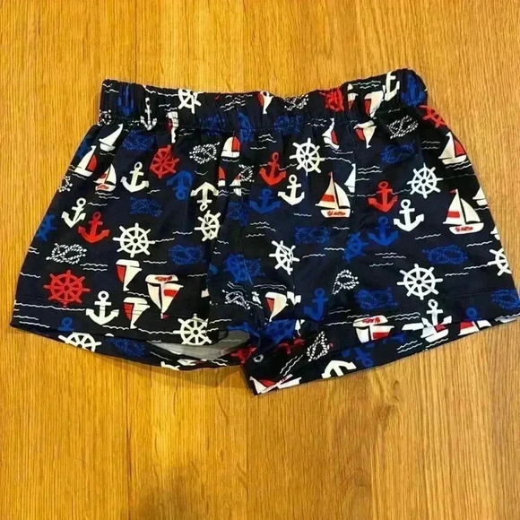 Uzzi Boys Anchor print drawstring swim shorts - Navy Blue - Picture 1 of 3